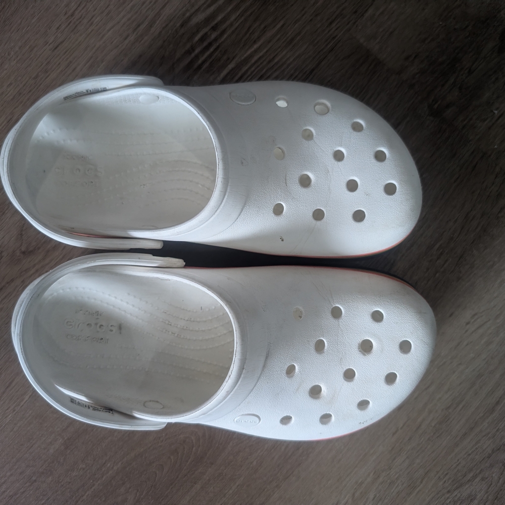 White/Rainbow Crocs Clogs
